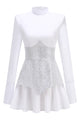 Crystal Embelllished Shaper A-Line Dress in White