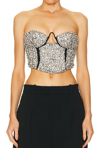 Crystal Embroidered Bustier Tops