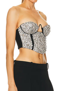 Crystal Embroidered Bustier Tops