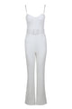 Crystal Strappy Sequin Jumpsuit in White