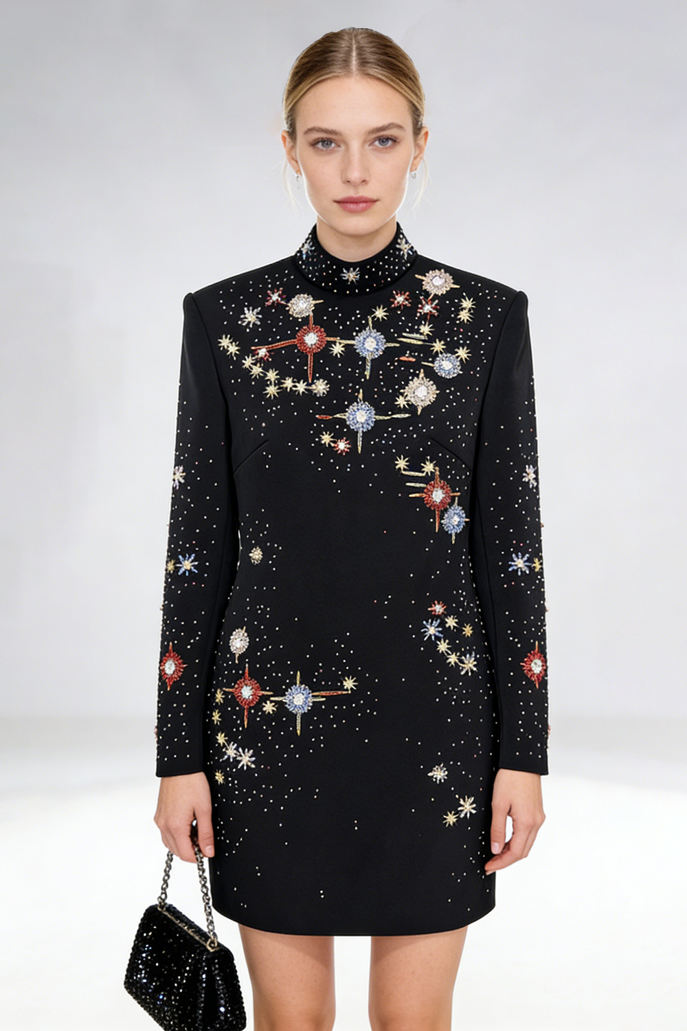 Crystal Embellished Constellation Mini Dress CHICIDA Crystal Embellished Constellation Mini Dress CHICIDA