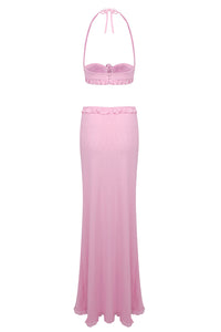 Cup Strap Tops And Maxi Skirts in Pink