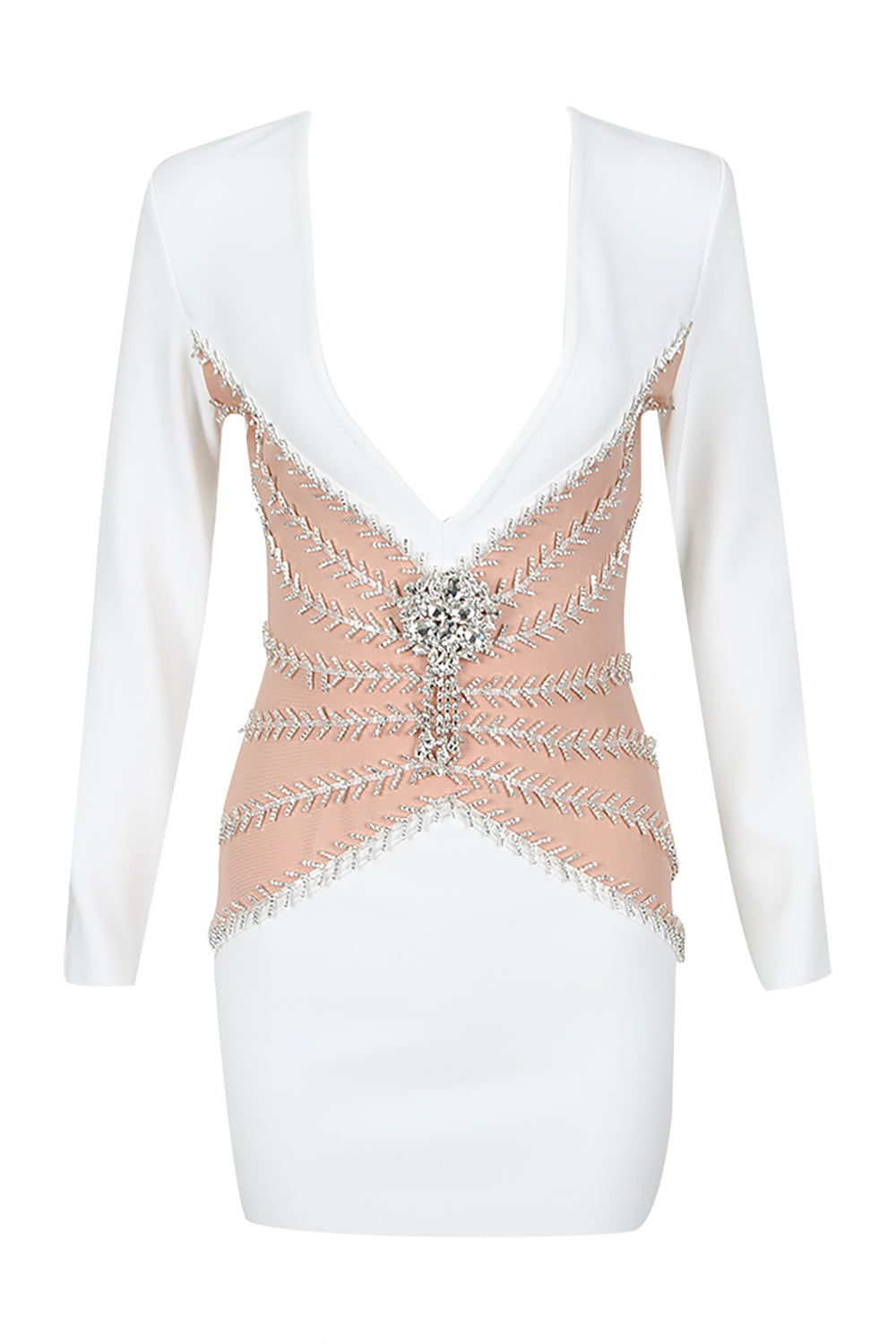Deep V-Neck Beading Bandage Mini Dress CHICIDA Deep V-Neck Beading Bandage Mini Dress CHICIDA