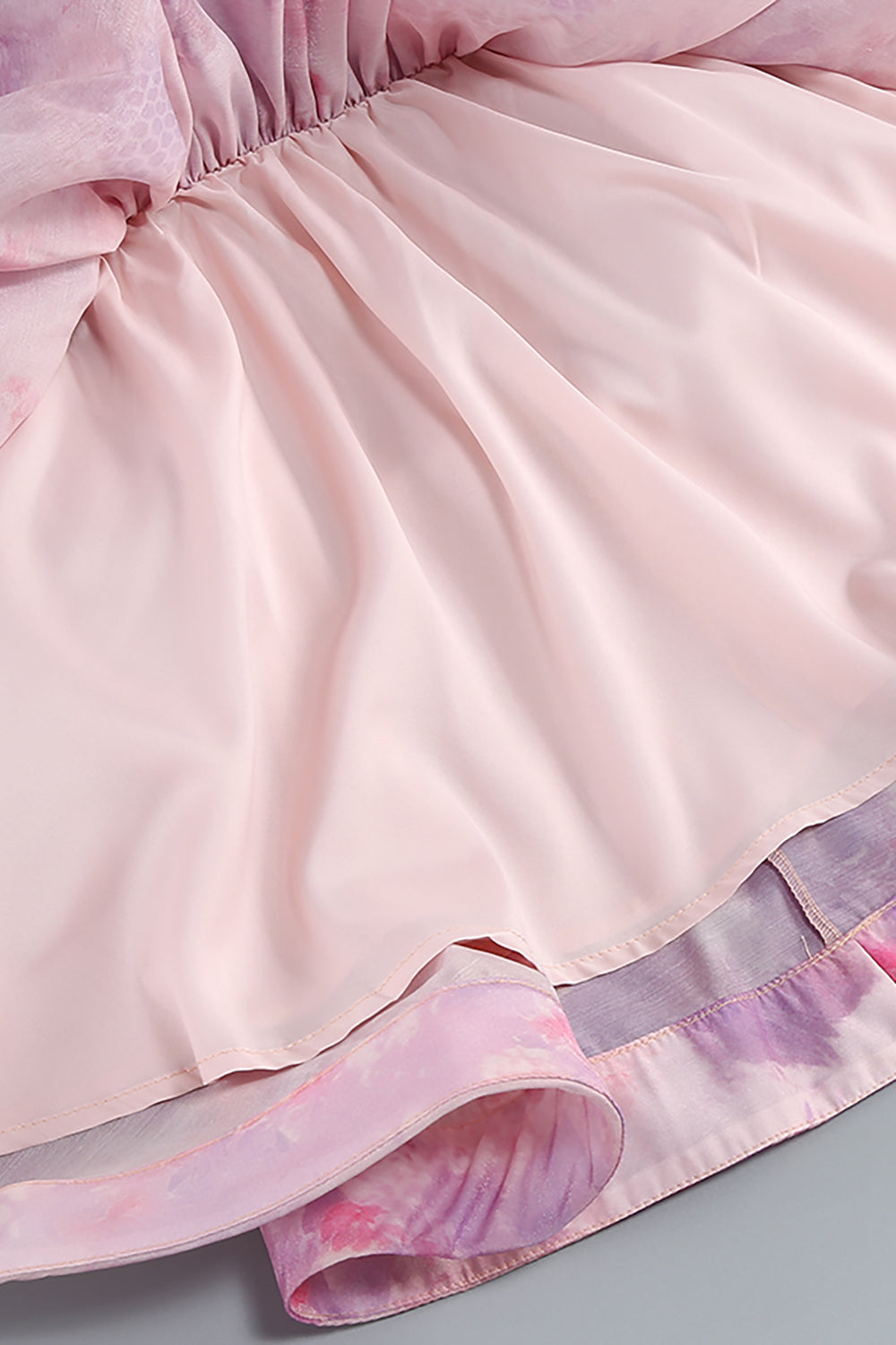 Deep V-Neck Floral Print Ruffled Mini Dress