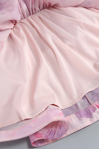 Deep V-Neck Floral Print Ruffled Mini Dress