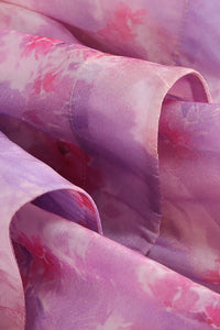 Deep V-Neck Floral Print Ruffled Mini Dress