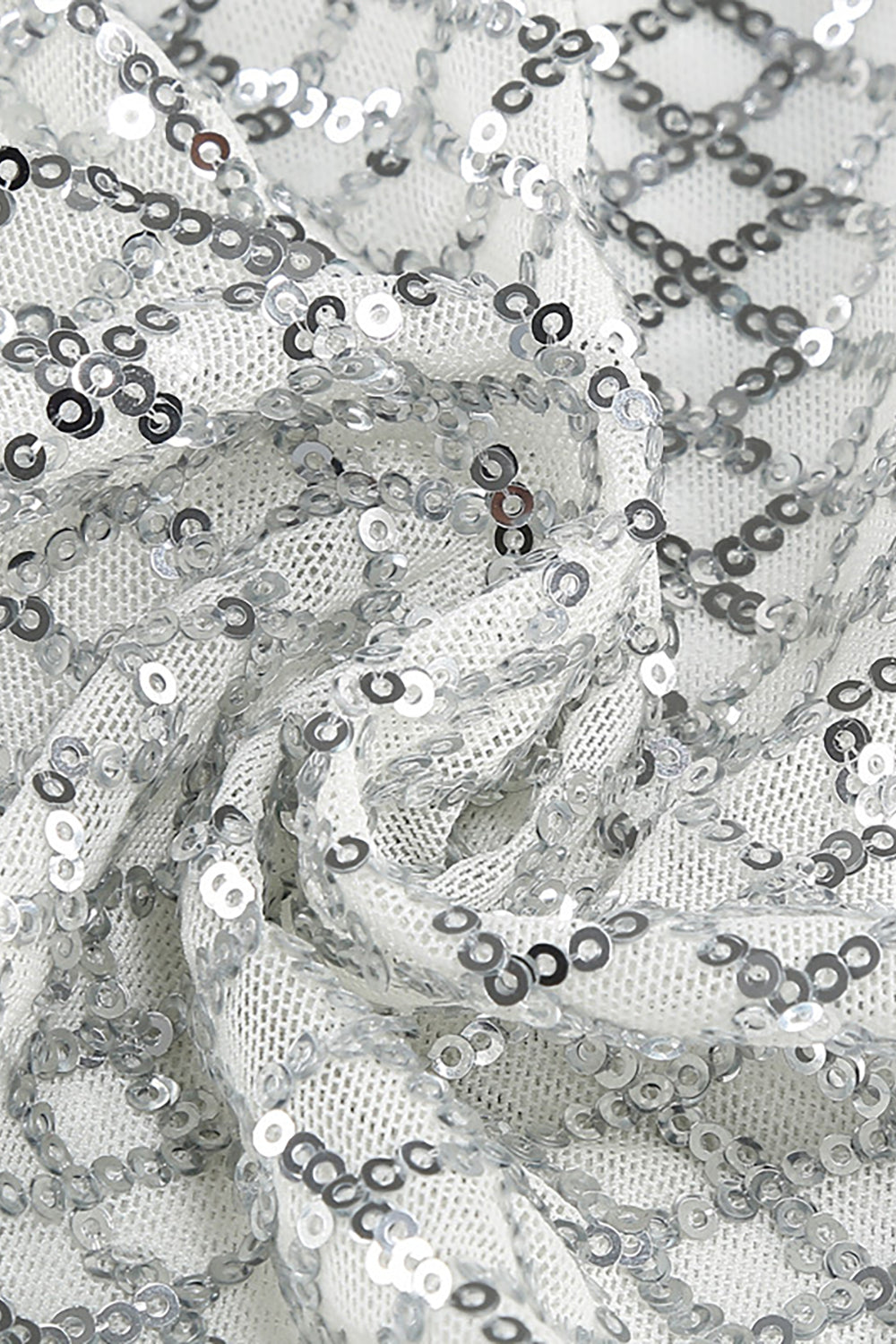 Deep V Bow Sequin Maxi Dress in White