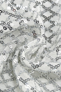 Deep V Bow Sequin Maxi Dress in White