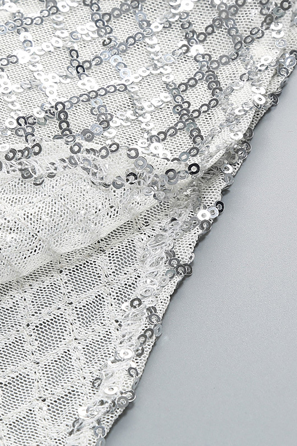 Deep V Bow Sequin Maxi Dress in White