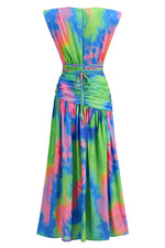 Deep V Printed Gown In Multicolor