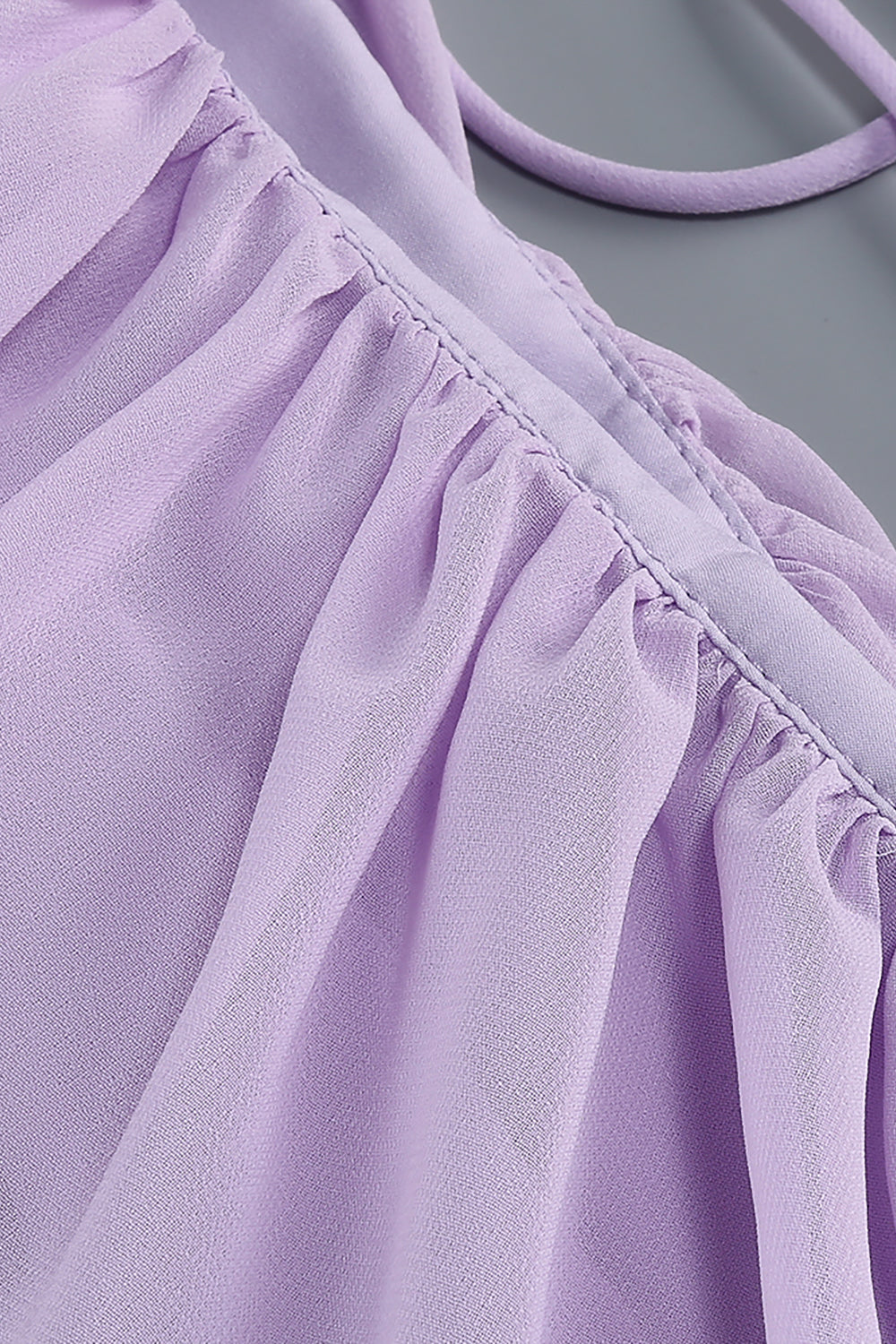 Deep V Ruffled Draped Maxi Dress in Lavander