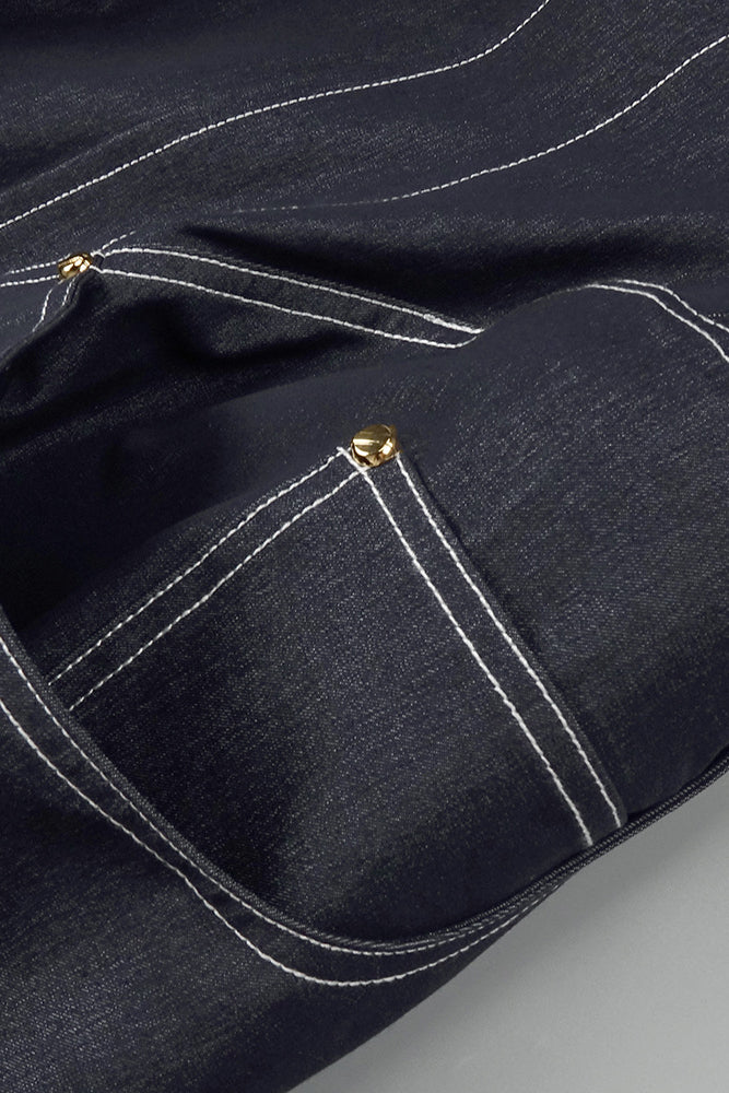 Denim Halterneck Corset Midi Dress