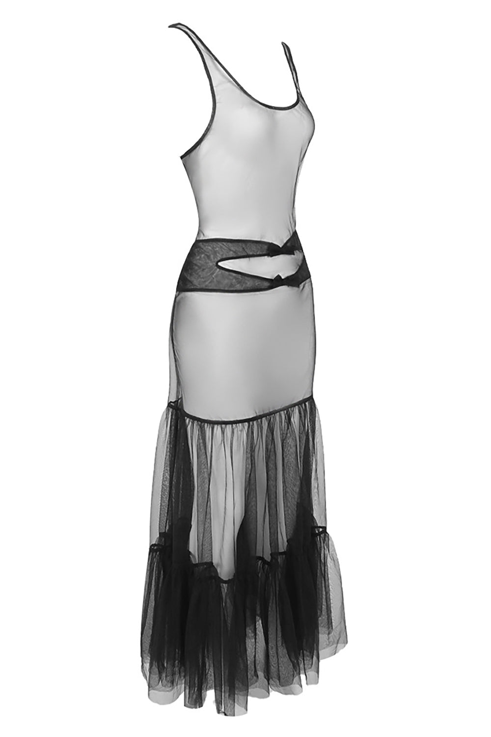 Double-breasted Clasp Coat Tulle Long Dress