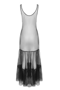 Double-breasted Clasp Coat Tulle Long Dress