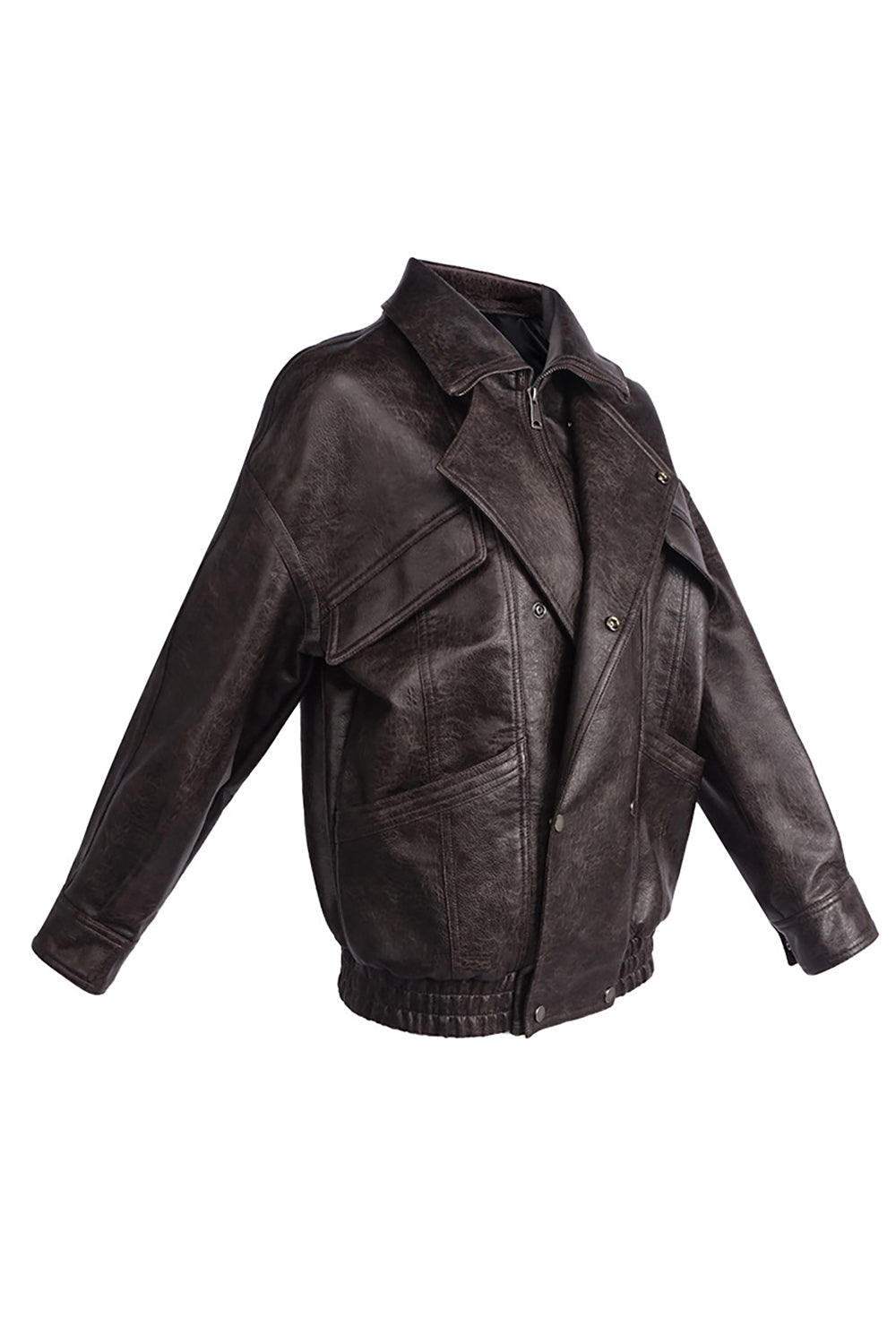Double-breasted Leather Bomber Jacket
