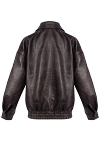 Double-breasted Leather Bomber Jacket