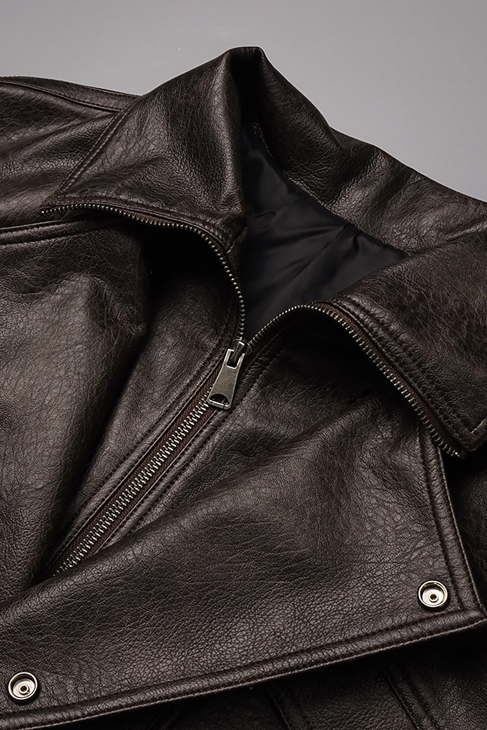 Double-breasted Leather Bomber Jacket