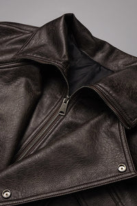 Double-breasted Leather Bomber Jacket