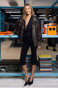 Double-breasted Leather Bomber Jacket