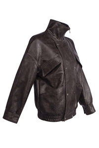 Double-breasted Leather Bomber Jacket