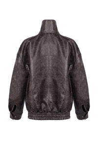 Double-breasted Leather Bomber Jacket