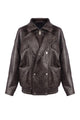 Double-breasted Leather Bomber Jacket