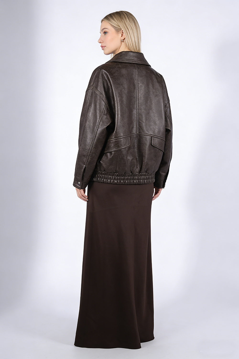 Double-breasted Leather Bomber Jacket