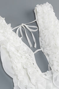 Drama Pleat Ruffle Maxi Dress