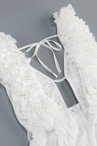 Drama Pleat Ruffle Maxi Dress