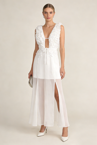 Drama Pleat Ruffle Maxi Dress