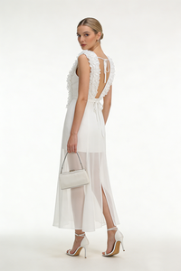 Drama Pleat Ruffle Maxi Dress