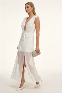 Drama Pleat Ruffle Maxi Dress