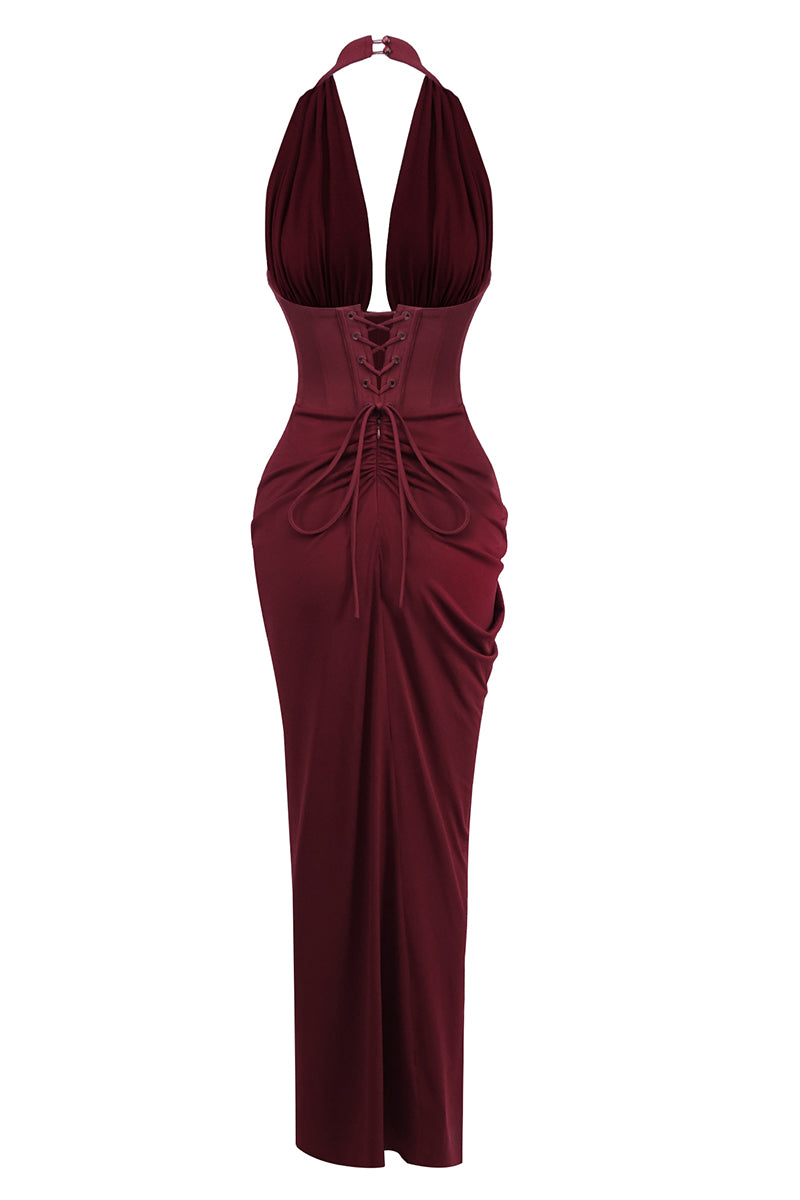 Draped Halterneck Maxi Dress