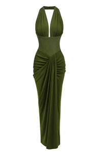 Draped Halterneck Maxi Dress