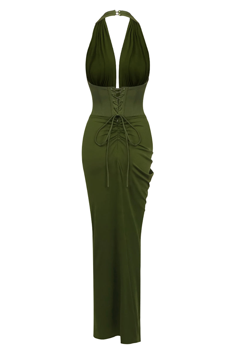 Draped Halterneck Maxi Dress