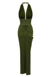 Draped Halterneck Maxi Dress