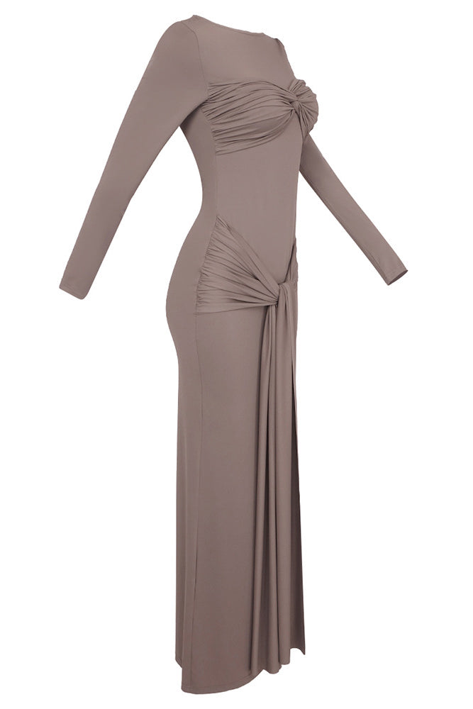 Draped Long Sleeve Gown