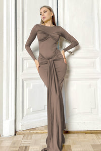 Draped Long Sleeve Gown