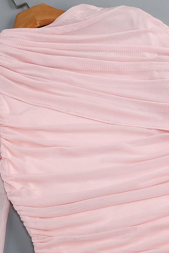 Draped Mesh Maxi Dress