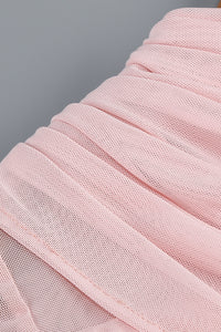 Vestido largo de malla drapeada