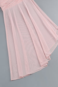 Vestido largo de malla drapeada