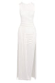 Draped Side Tail Slit Maxi Dress