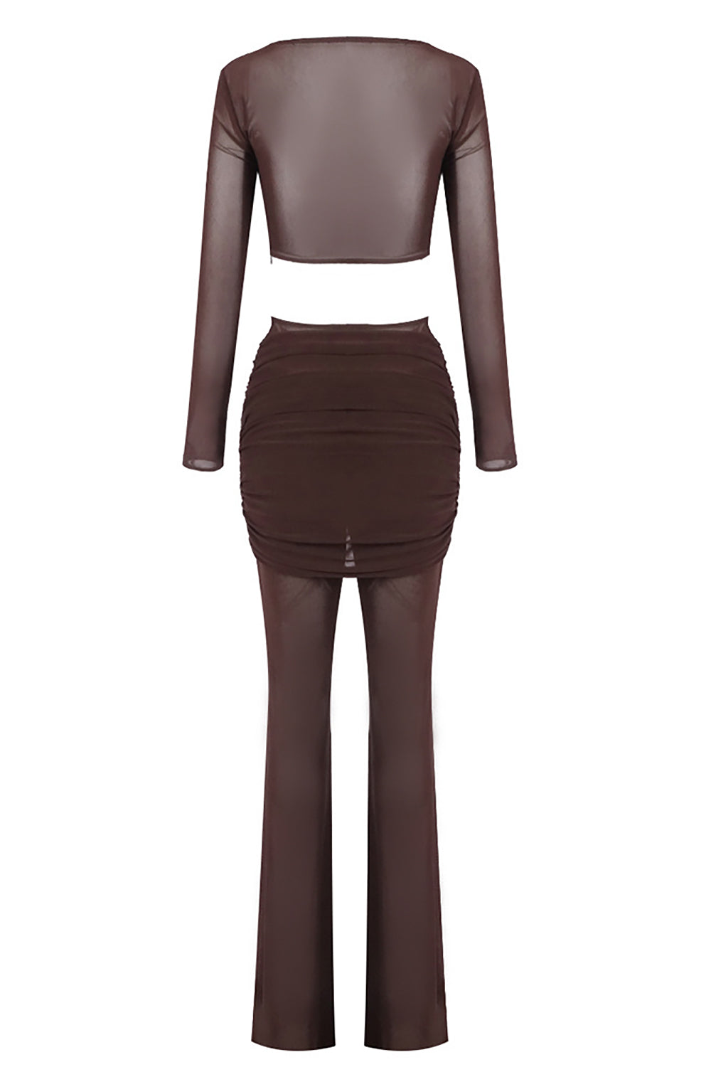 Draped Cut Out Top Mesh Pant