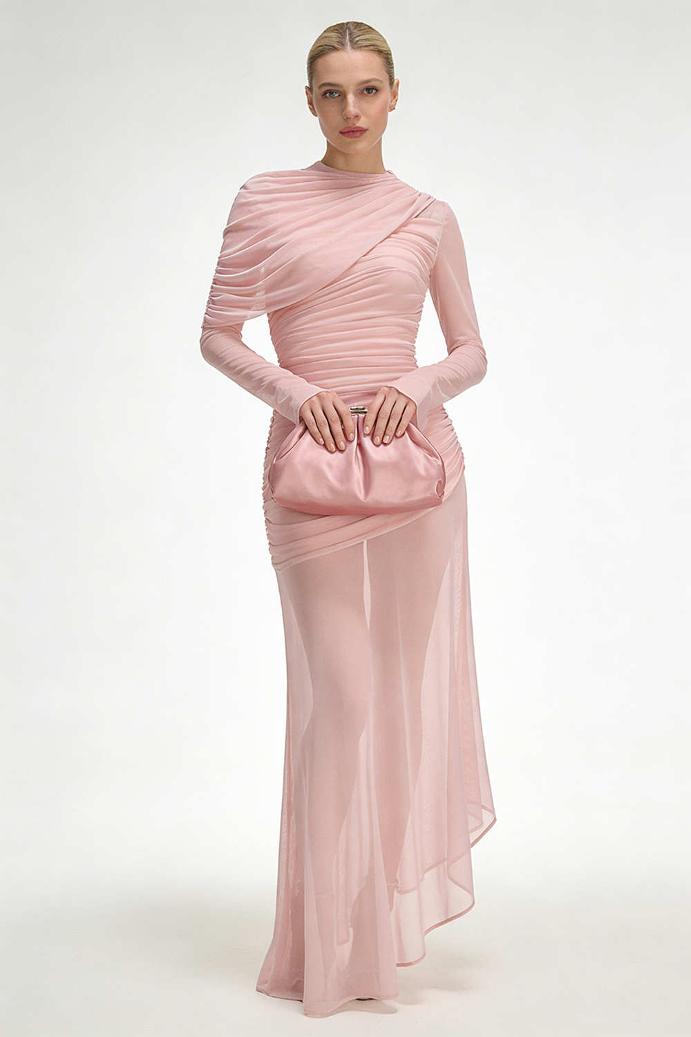 long sleeve a line dress Brown Embellished Long Sleeve Velvet Trim A-Line Midi Dress main image 1