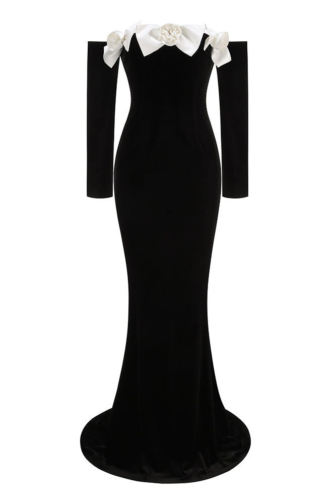 Duchesse Bows Off The Shoulder Velvet Maxi Dress CHICIDA Duchesse Bows Off The Shoulder Velvet Maxi Dress CHICIDA