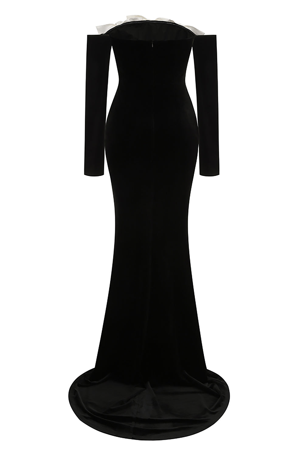 Duchesse Bows Off The Shoulder Velvet Maxi Dress