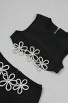 Embroidered Cady Mini Top adn Skirt In Black