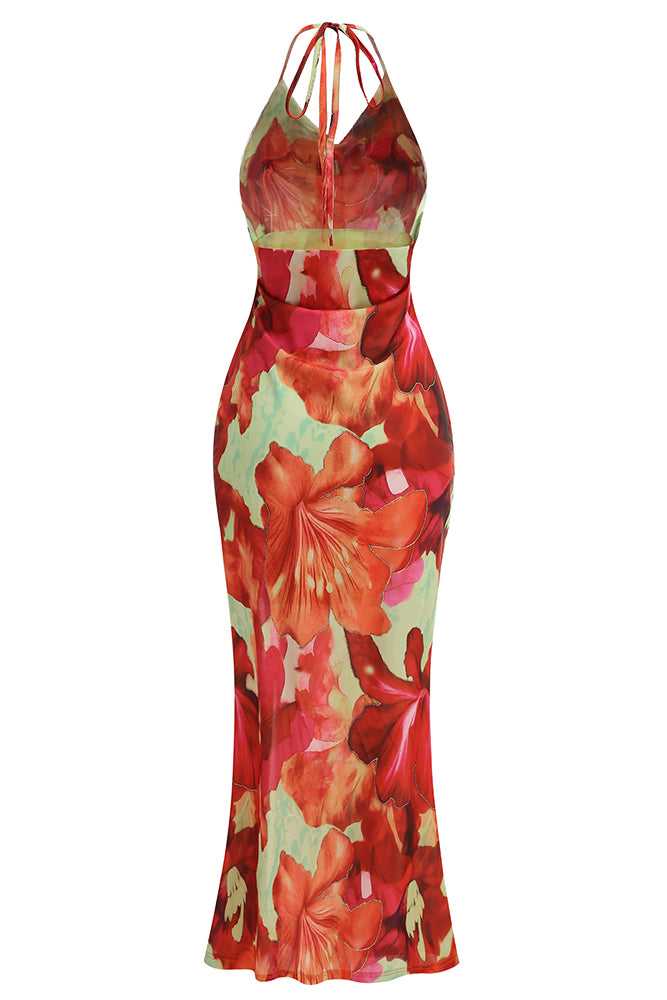 Falling Tropical Bloom Maxi Dress