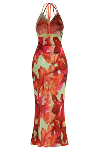 Vestido largo con estampado tropical