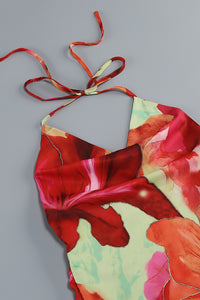 Vestido largo con estampado tropical